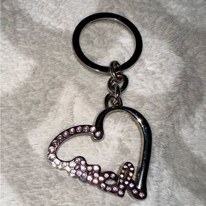 Script Coach Pink Pave Rhinestone Heart Key Fob Keychain Charm